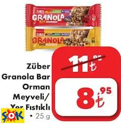 ZÜBER GRANOLA BAR ORMAN MEYVELİ/ YER FISTIKLI ZÜBER GRANOLA BAR ORMAN MEYVELİ/ YER FISTIKLI